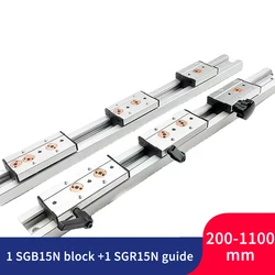 1pc Silver Built-in dual-axis linear guide 38mm SGR15N Roller slide 1 set: 1 SGB15N block and 1 SGR15N guide cnc Woodworking