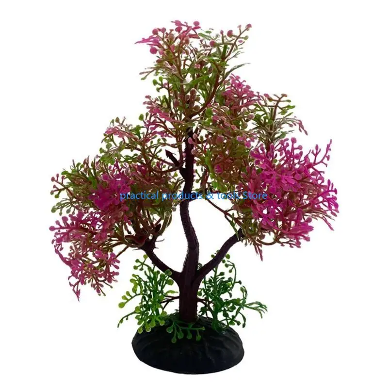 77JB Aquarium Plants Artificial Fish for Tank Decorations Plastic Aquatic Plants 15cm Height Underwater Realistic Small Trees