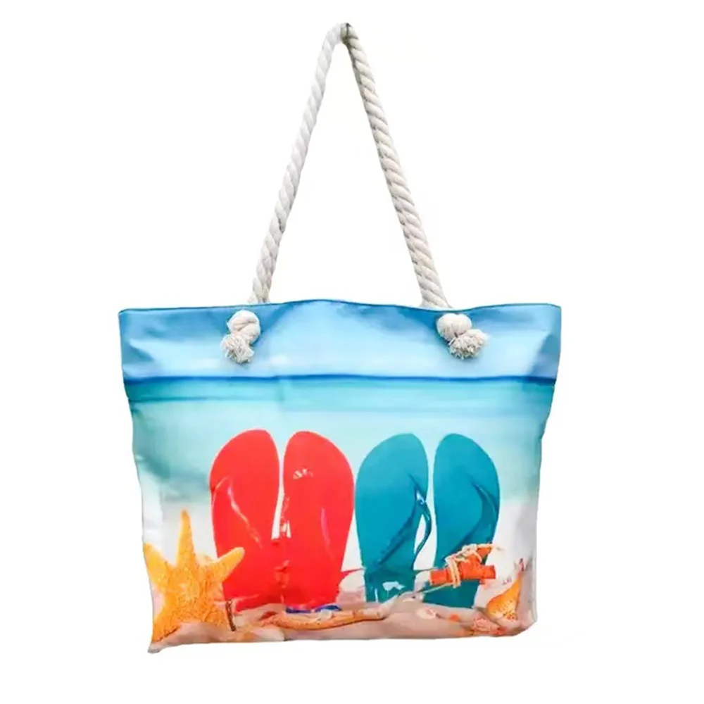 2023 New Women's Beach Handbag Light Color Seaside Scenery Large Capacity Black Shoulder Shopping Bag Bohemian Women's Casual Ha