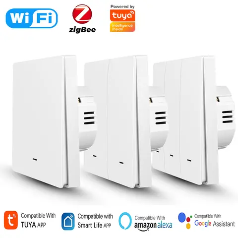 Tuya Smart Wall Light Switch Push Button Control No/With Neutral Wire APP Remote Timing Support Alexa Google Home Yandex Alice