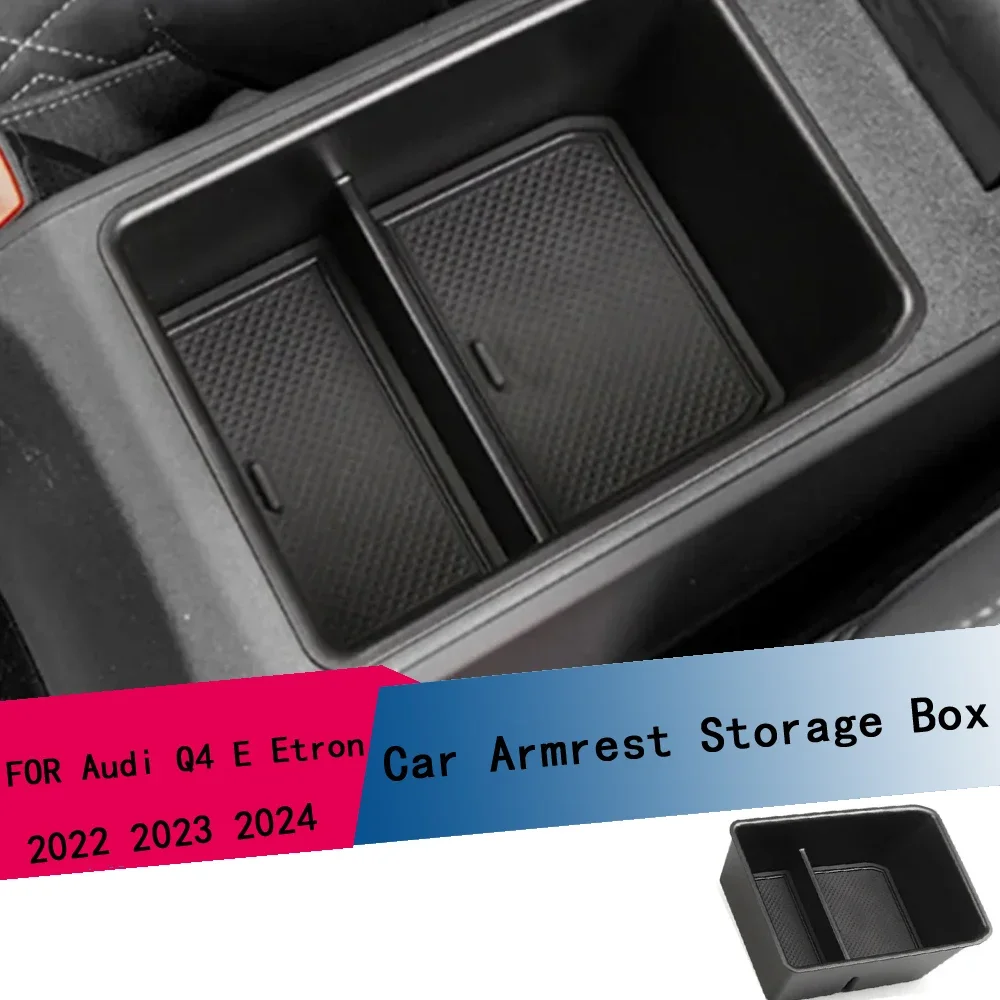 For Audi Q4 E Etron 2022 2023 2024 Armrest Storage Box Orgainzer Central Console Tray Holder Case Container Accessories