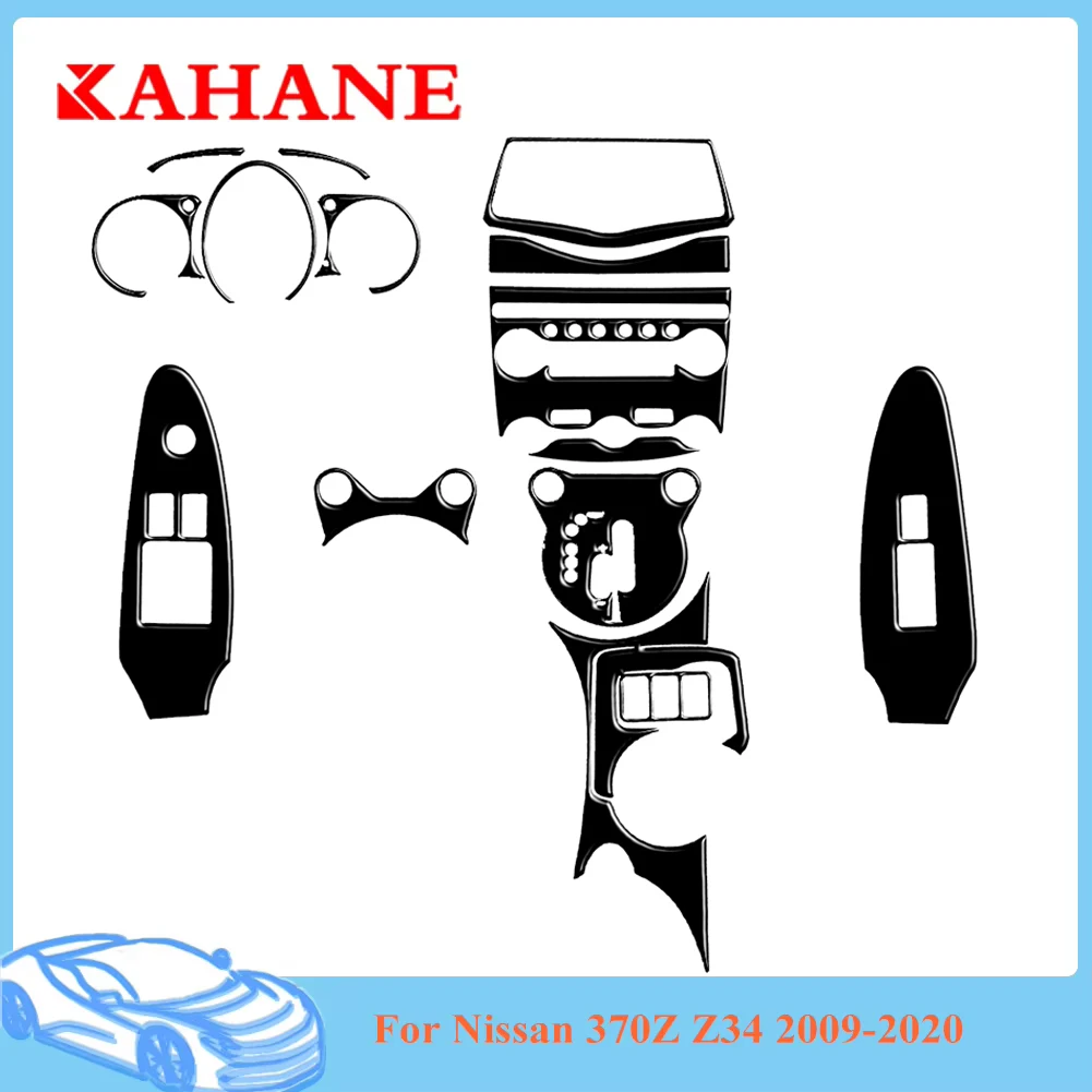 Jet Black Car Stickers Interior Cover Trim For Nissan 370Z Z34 2009-2020 Decorative Accessories