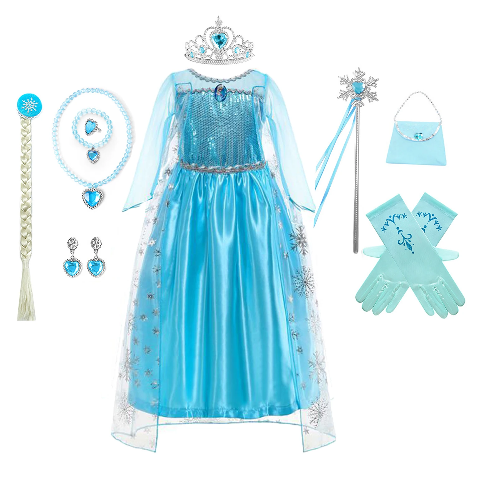 

AmyStylish Little Girls Movie Princess Frozen Elsa Birthday Party Cosplay Halloween Dress