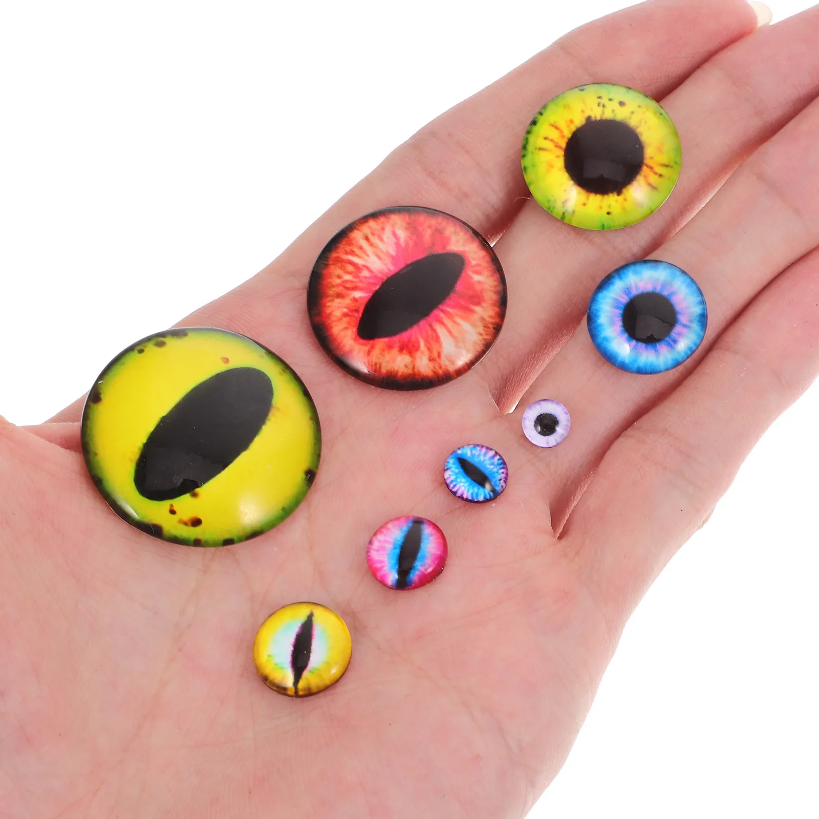 160Pcs Glass Eyes Cabochons Colorful Flat Back Convex Shape Realistic Eyeballs for Clay Sculptures Jewelry Crafts