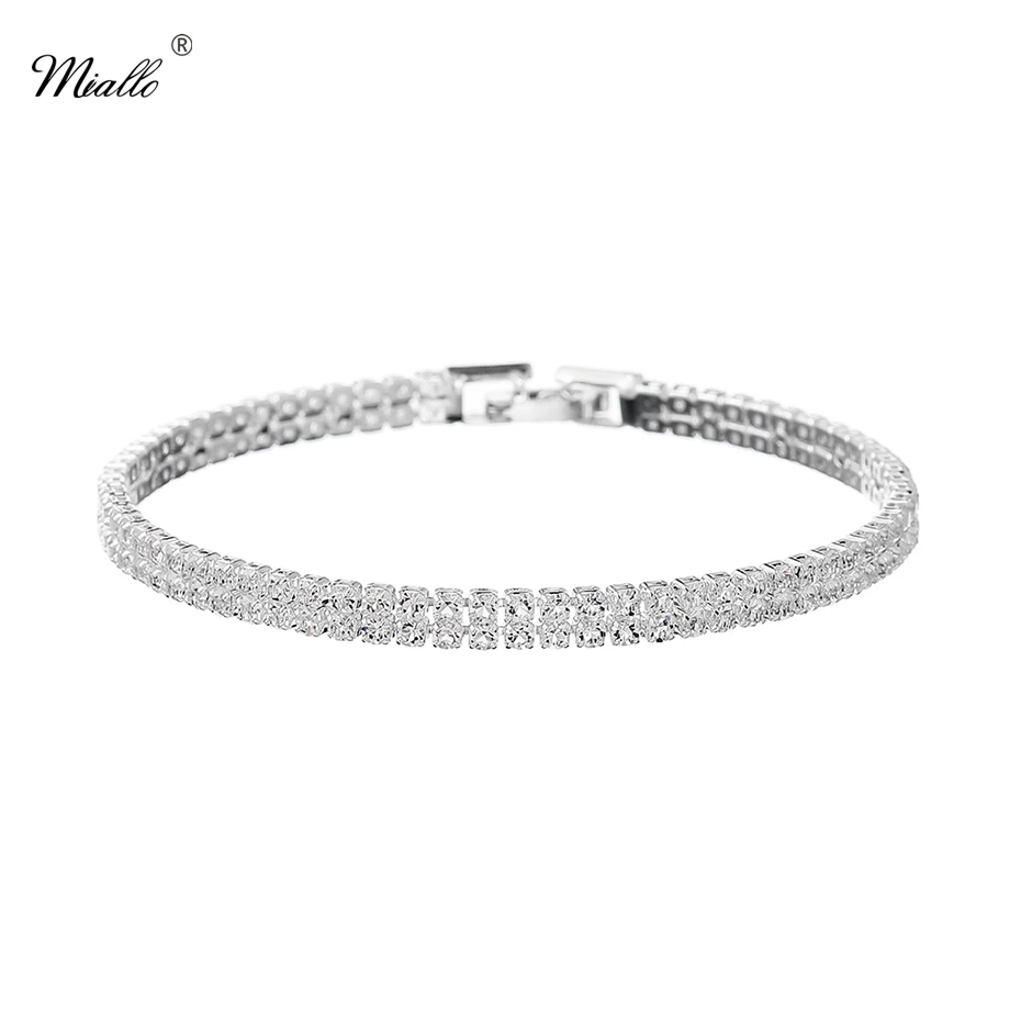 

Miallo Newest Simple Austrian Crystal Women Chain & Link Bracelets Fashion Flexible Slim Wedding Bride Bridesmaids Bracelets