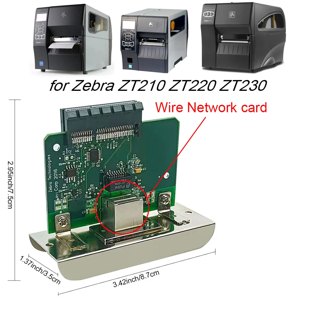 Impressora de código de barras Zebra com placa de rede com fio integrada, ZT210, ZT230, novo e original, entrega gratuita, 2PCs