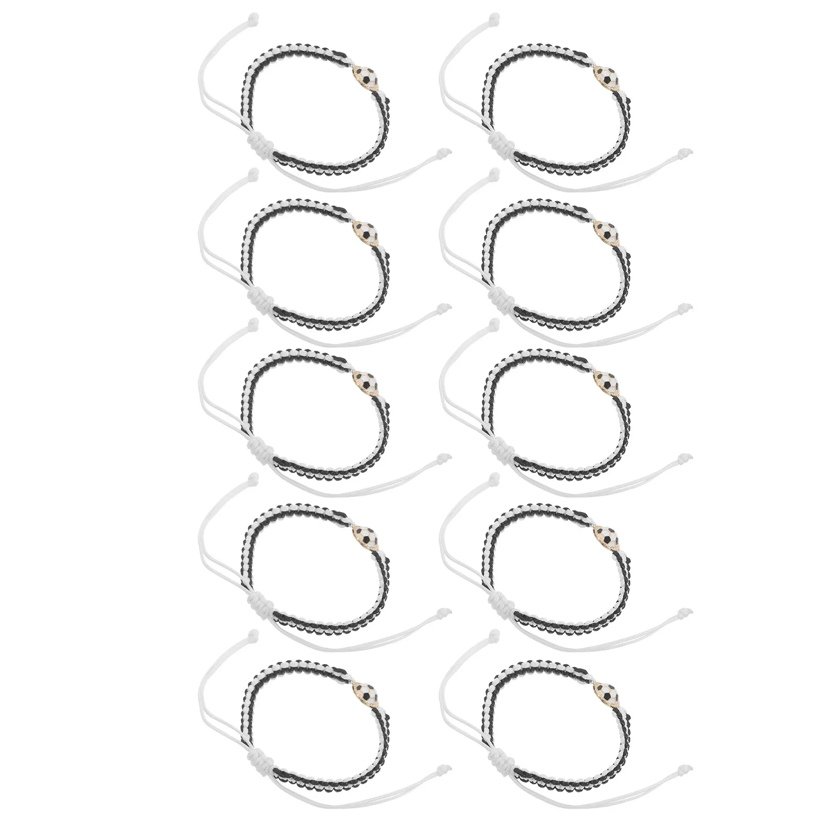 10Pcs Soccer Handwoven Bracelets Bold Football Wristbands Team Spirit Party Favors Sport Accessories for Boys Girls Soccer Fans
