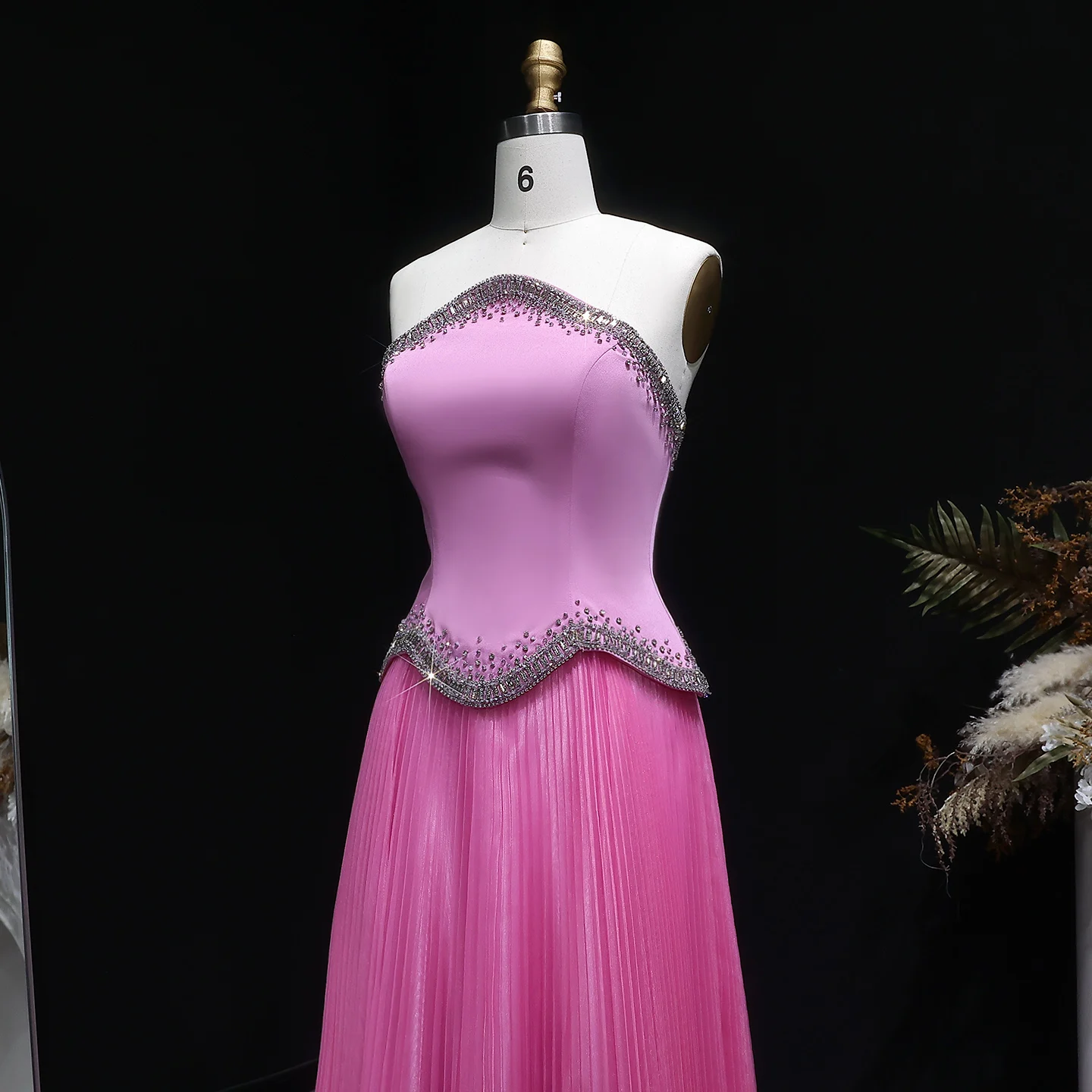 Sharon Said Damen Formelle A-Linien Abendkleider Trägerlos Pailletten Perlen Elegant Arabische Partykleider SS789 Maßanfertigung – Detail 15