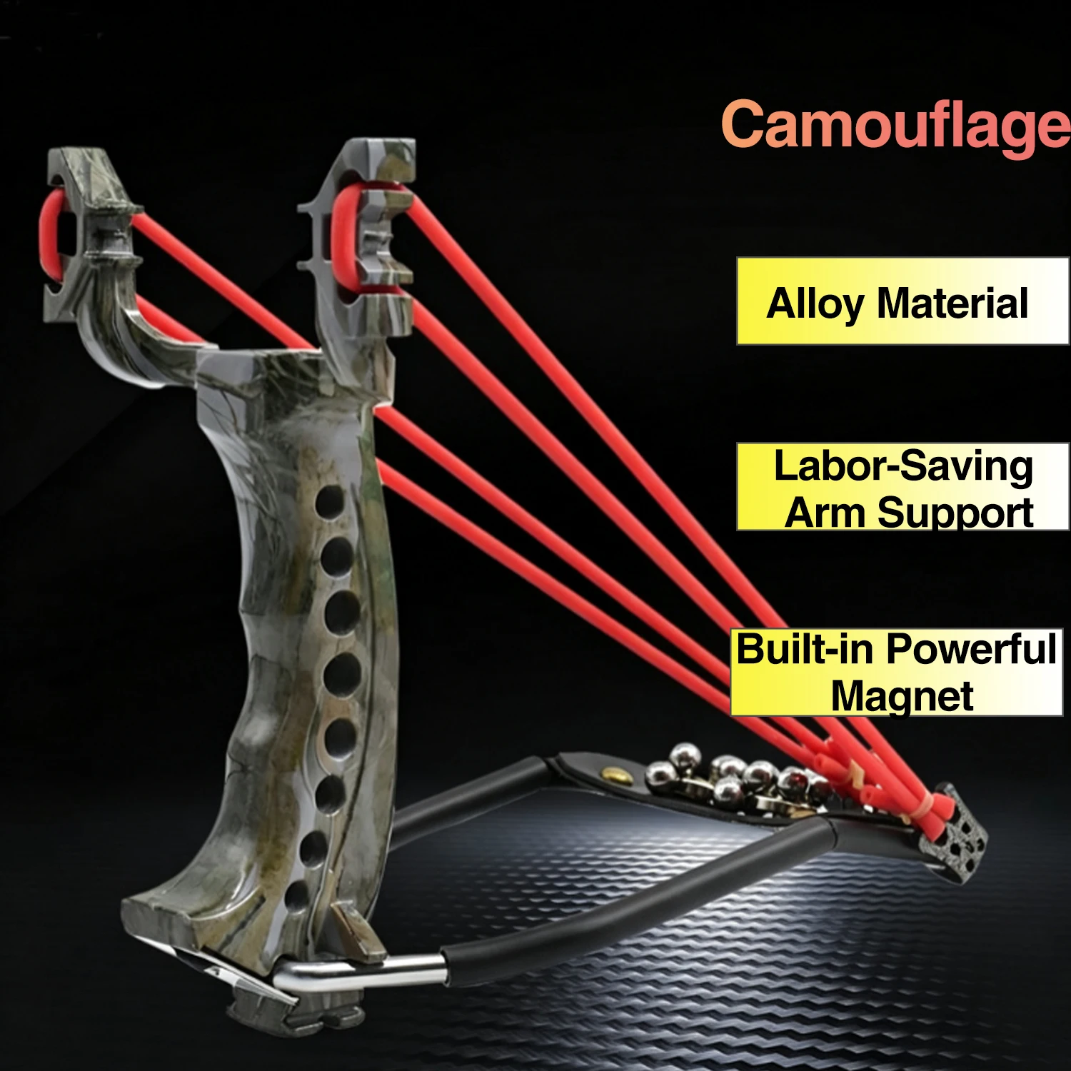 Alloy Camouflage Y-Shaped Slingshot with Wrist Brace Top Clamp for Outdoor Target Practice