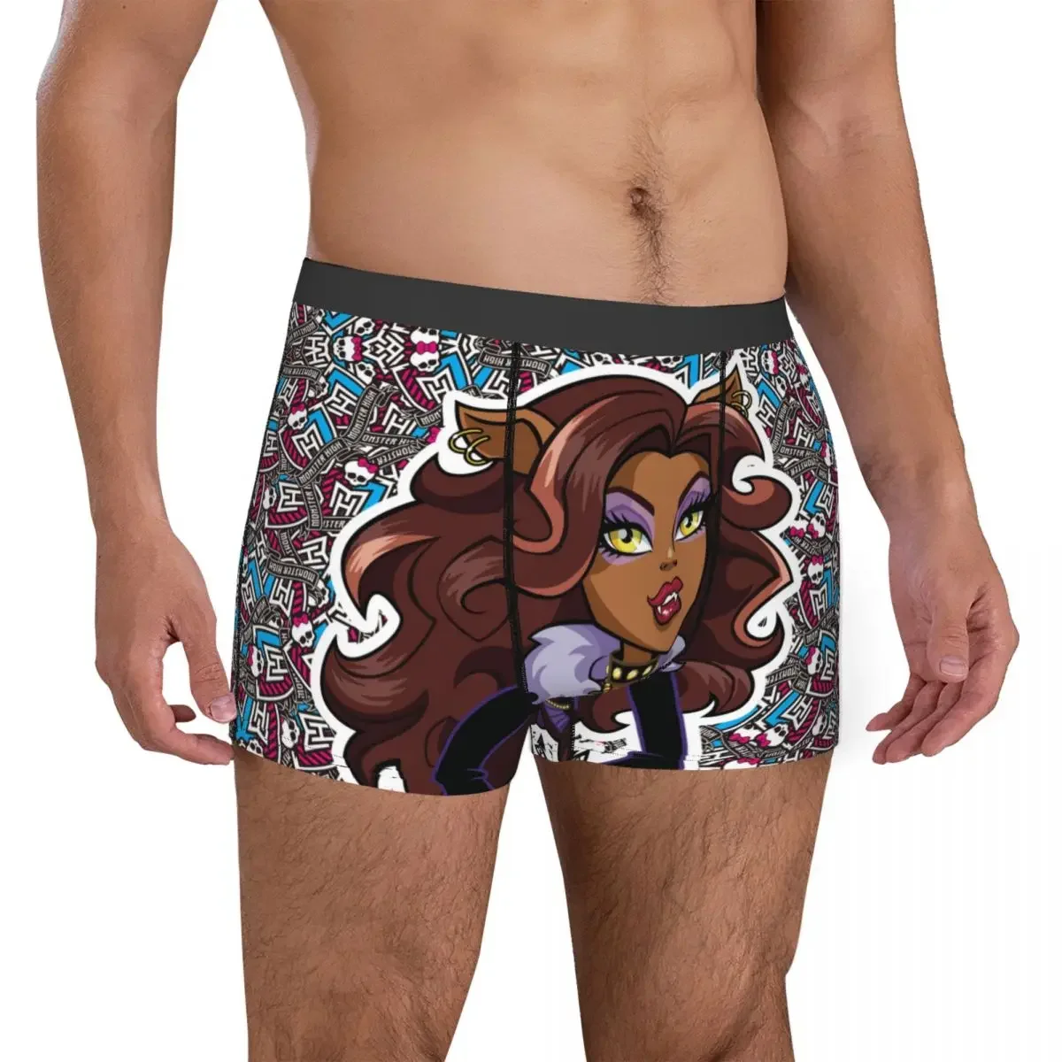 Draculaura-bóxer de dibujos animados para hombre, ropa interior alta, bragas suaves, novedad