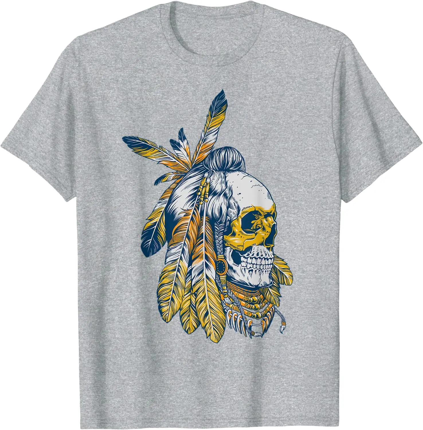 American Motorcycle Skull Native Indian Eagle Chief Vintage T-Shirt Streetwear Harajuku Cotton Daily Four Seasons Men T Shirt