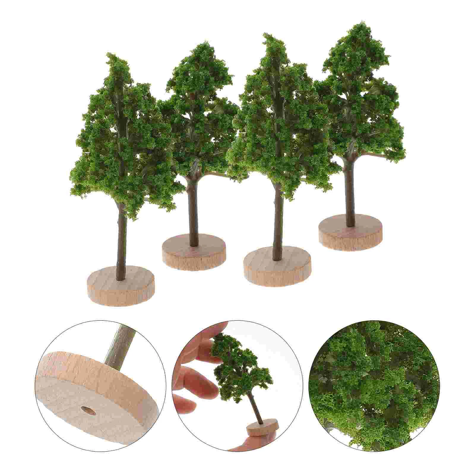 4 Pcs Accessories Tree Model Office Terrarium Moss Pine Decor Wood Mini Landscape