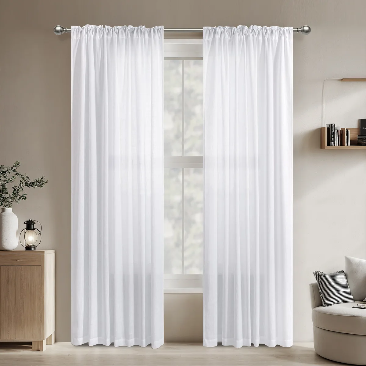 (19) Cross-border Hemp Rod Multifunctional Fabric Blackout Curtains