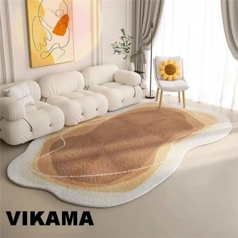 VIKAMA Faux Cashmere Cream Wind Living Room Bedroom Side Carpet Household Green Light Luxury Quick Dry Sofa Rugs