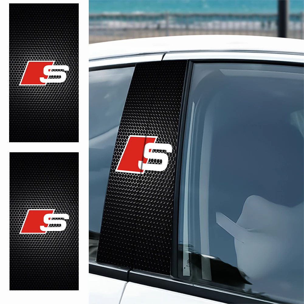 

2Pcs Car Emblem B-pillar Stickers Decal Decoration For Audi A1 A2 A3 A4 A5 A6 A7 A8 Q5 Q7 C8 B8 C6 Quyttro Sline RS Q2 Q3 TT B6