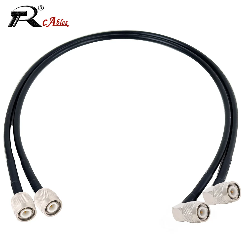 Cable RG58 Coaxial TNC, Conector Macho TNC a Conector Macho TNC en Ángulo Recto, Cable de Extensión para Antena WiFi, Cable Jumper de Baja Pérdida, 30cm 50cm 1M-5M