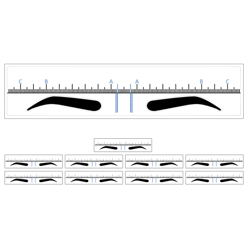 

10pcs Eyebrow Ruler Plastic Stencils Templates Makeup Guide Tools For Women Symmetrical Brows Shaping Diy Eyebrow