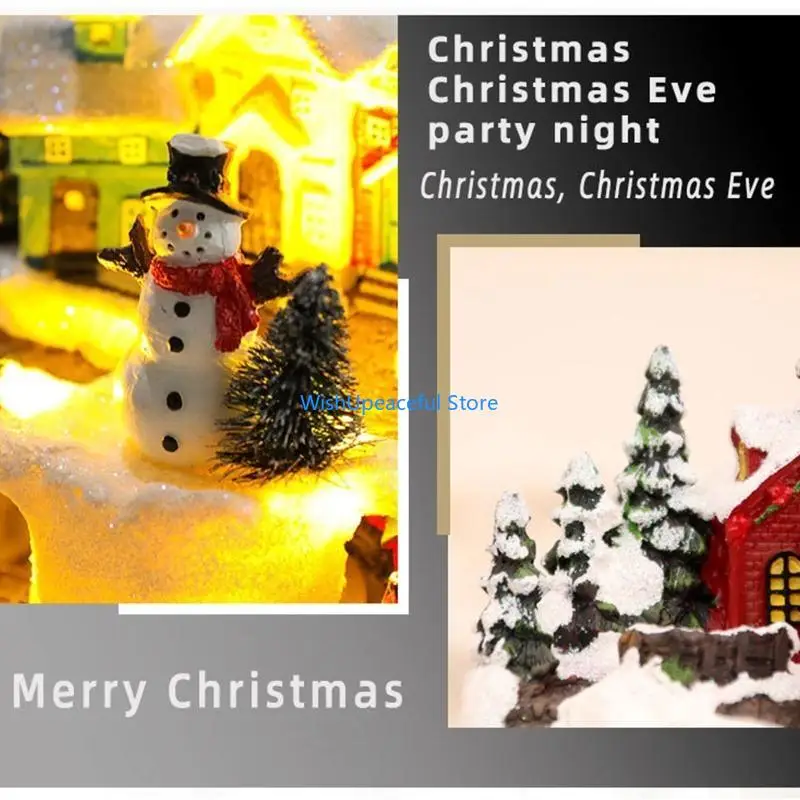 

34YA Luminescent Small House Music LED Light Driven Lighting Christmas Resin
