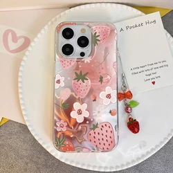 Strawberry Flower Bow Case For Vivo V40 V40E V30 Pro V30E V29 Lite Y38 Y35 V27E V25E Y56 Y20 Y17 Y12 Y15 Y33 Y31 Y51 Y22 Cover