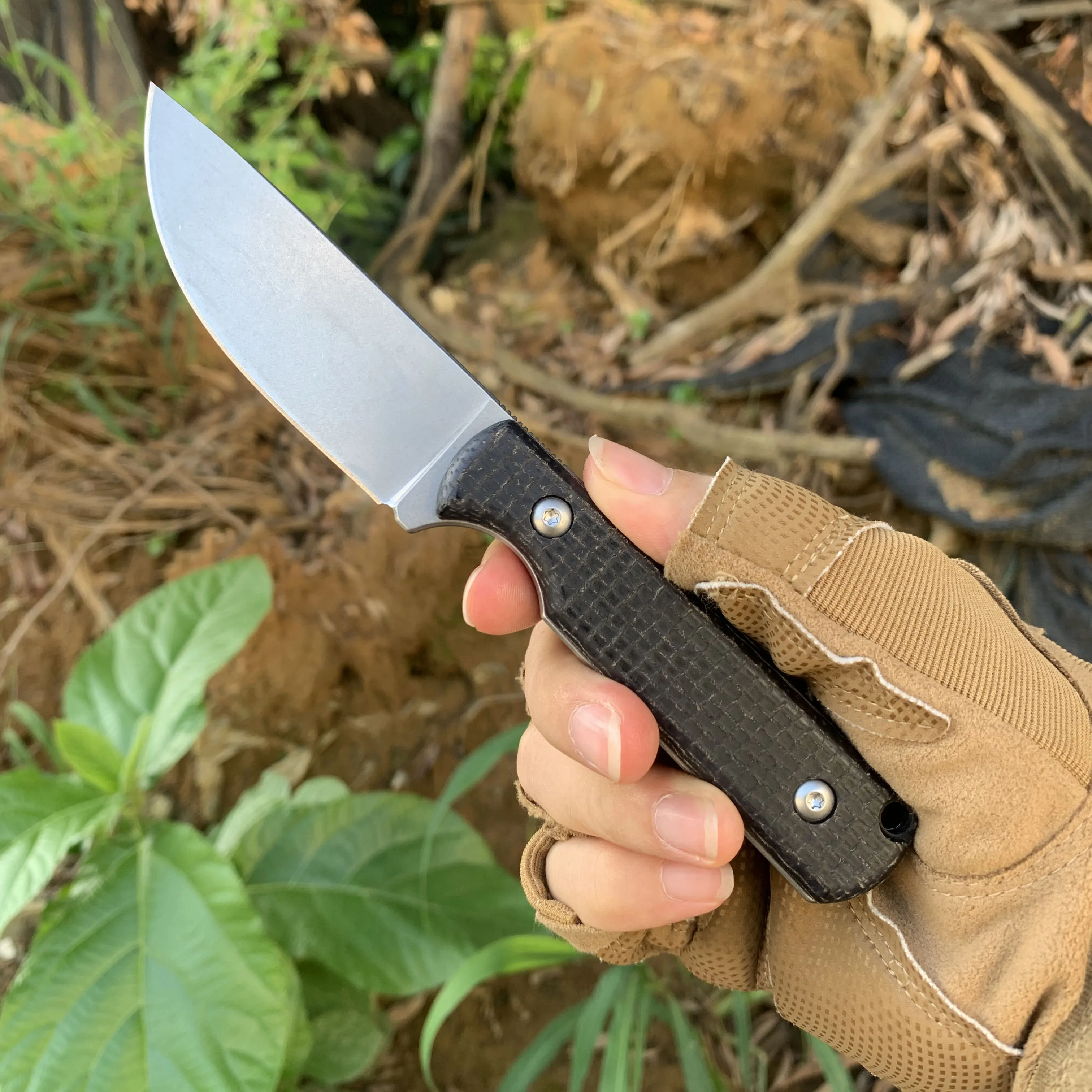 Straight Knife D2 steel Fixed blade linen handle Knife Hunting Tactical K sheath Knives EDC Outdoor Survival Multi-purpose Tool