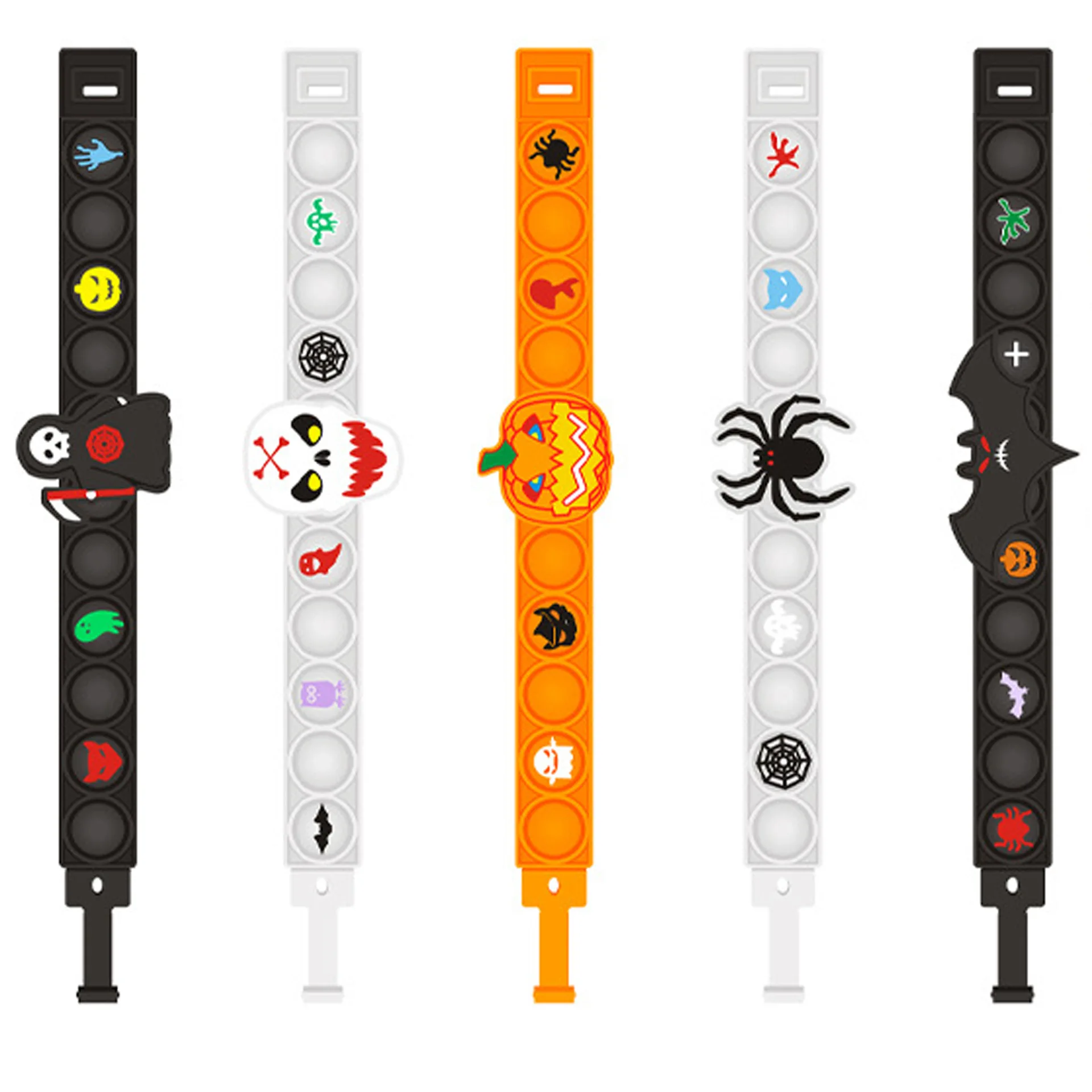 1pcs Stress Relieving Wristband Silicone Bubble Pressing Toy Halloween Gifts for Boys and Girls Funny Toys 1pcs