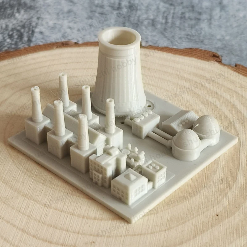 1PCS Nuclear Power Plant Model Simulation Thermal Power-station Base Size 5.5x5.5cm Assembly Creative Props Gift for DIY Display