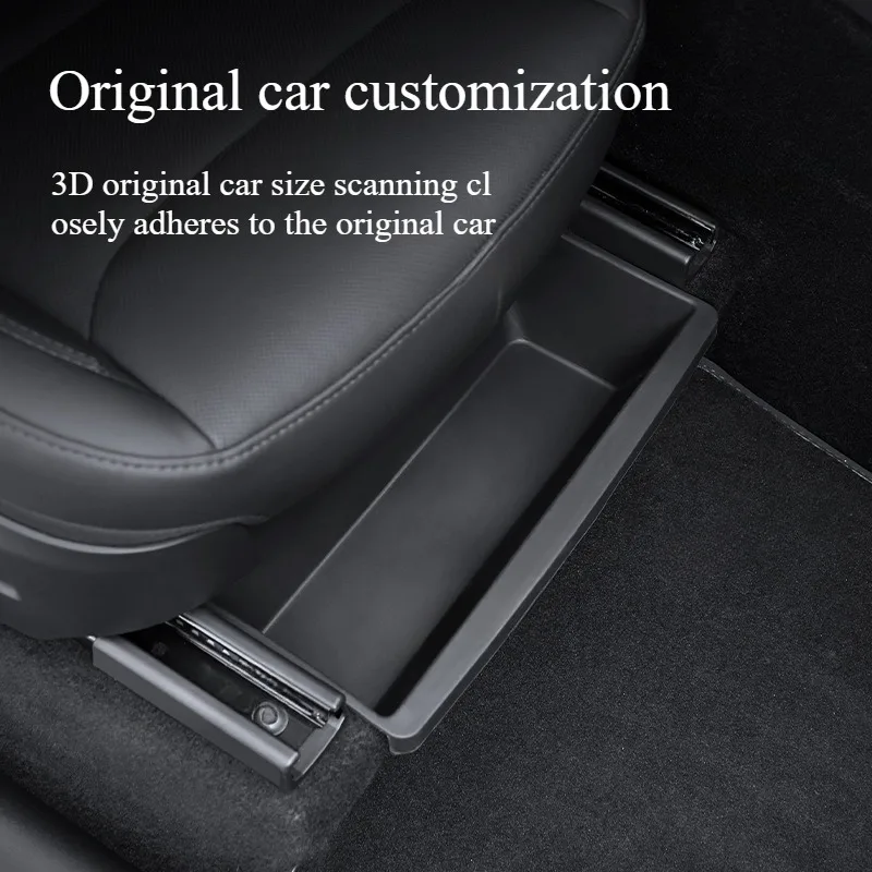 Front Seat Storage Box for Tesla Model Y Juniper 2025 Storing Push Pull Underseat Hidden Storage Tray Organizer Car Accessories