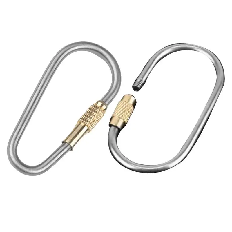 D Shape Titanium Alloy Screw Lock Carabiner Clip Hook Keychain Camping