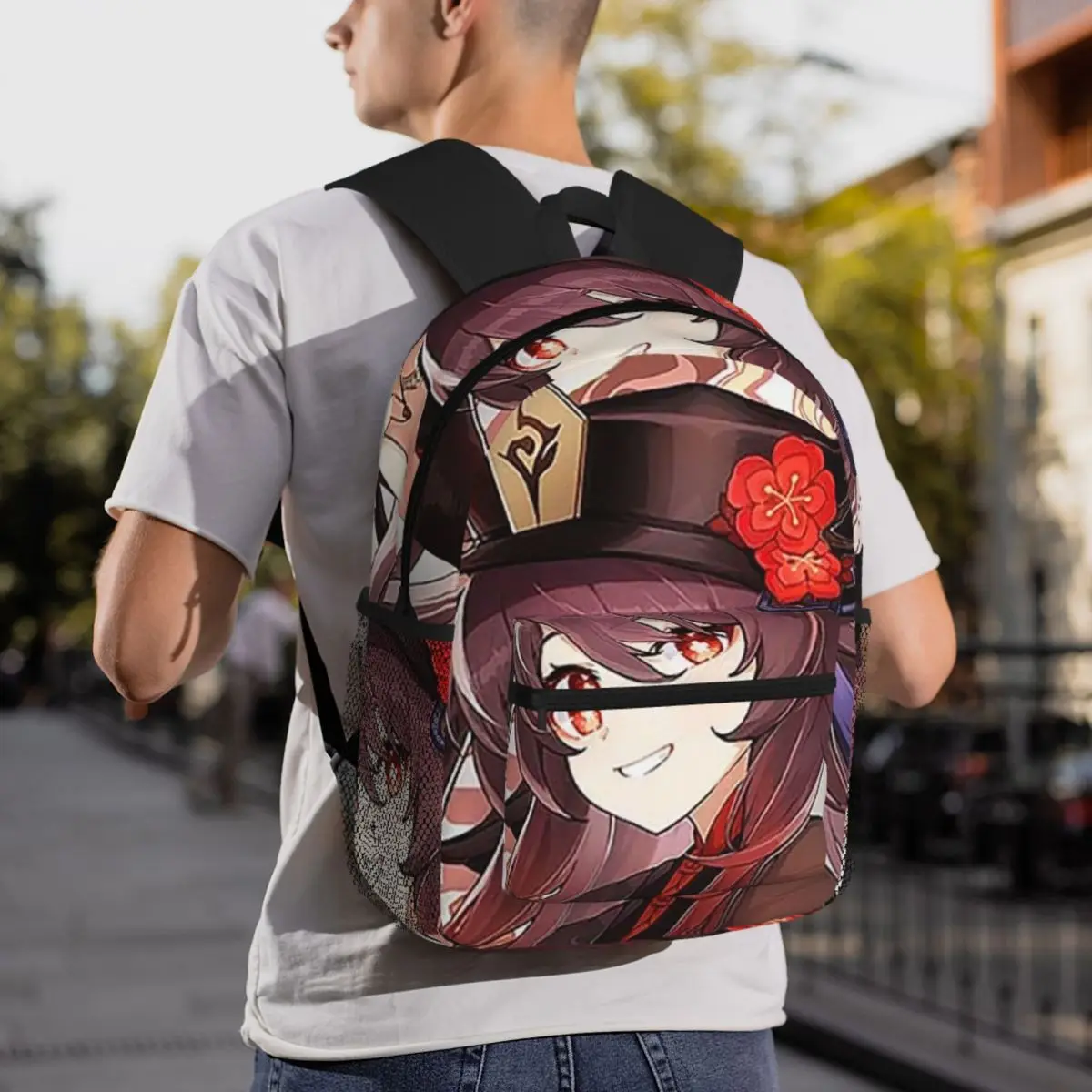 Genshin Impact Ransel Pelajar Tas Sekolah Tas Travel Hiking untuk Pria Wanita Tas Buku Fashion Tas Bahu