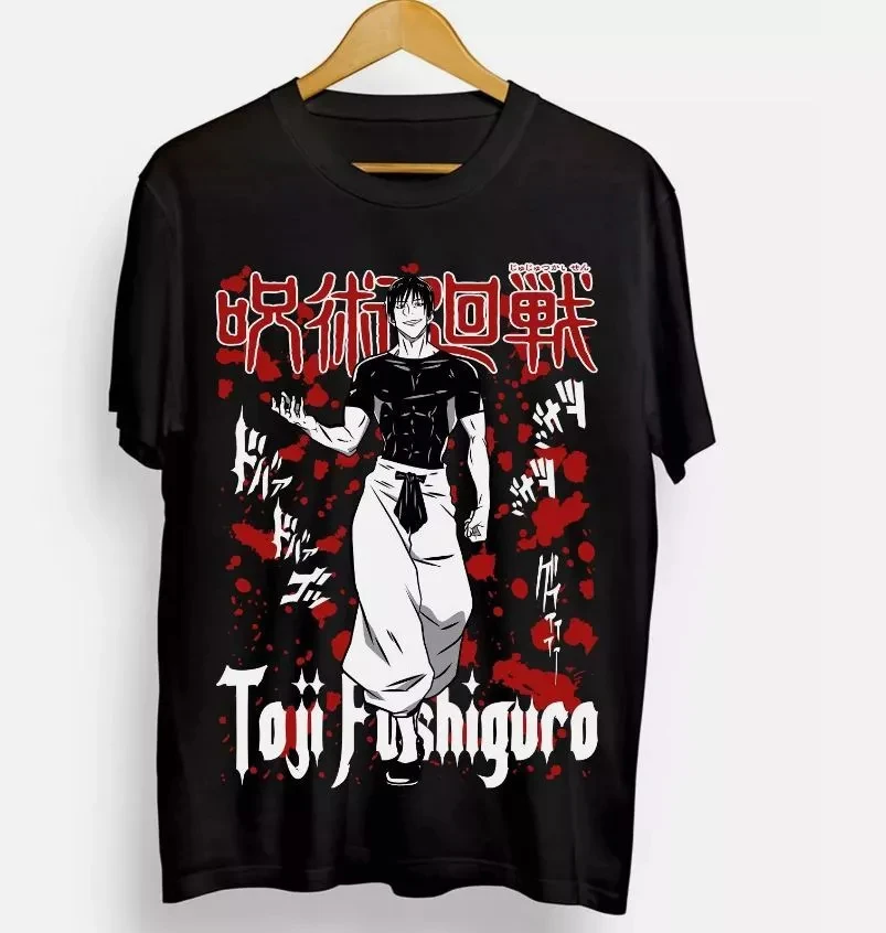 Bandai-Camiseta auténtica autorizada Fushiguro Toji, Jujutsu Kaisen, Manga de terror, ropa de calle de manga corta para hombres y mujeres