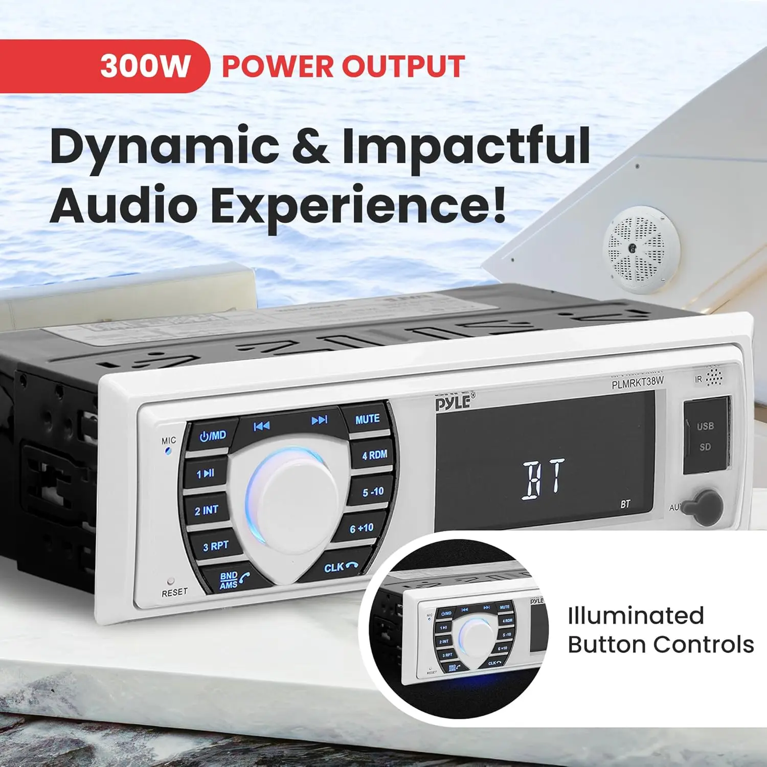 

Marine Radio Receiver Speaker Set 12v Single Din Style Bluetooth Compatible Waterproof Digital Boat In Dash Console System