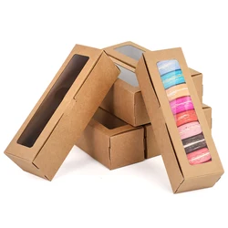 10/20Pcs Macaron Box with Clear Window Kraft Paper Cookie Candy Dessert Cake Box Wedding Birthday Party Christmas Gift Packaging