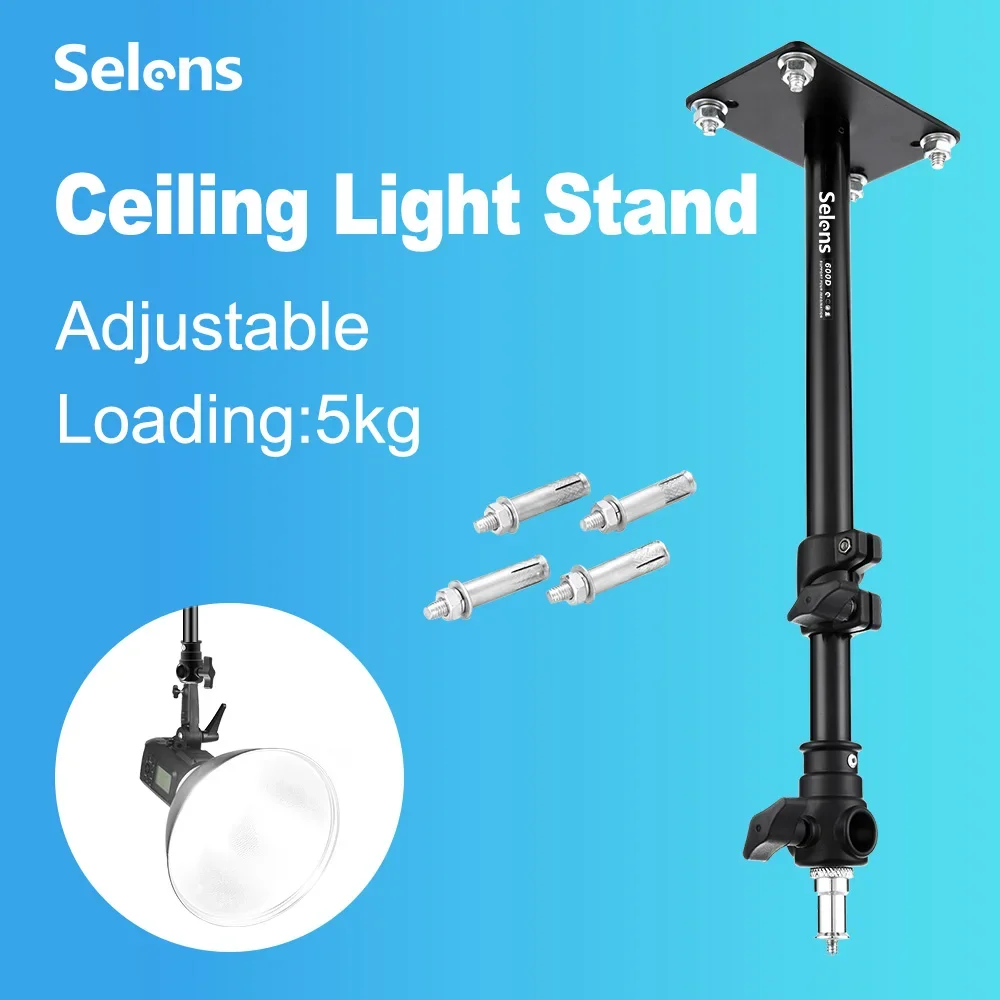 Selens Photography Wall Mount Stand  Photo Studio Kits Stainless Steel with 1/4" Thread Tripod Bracket Video Light Stand