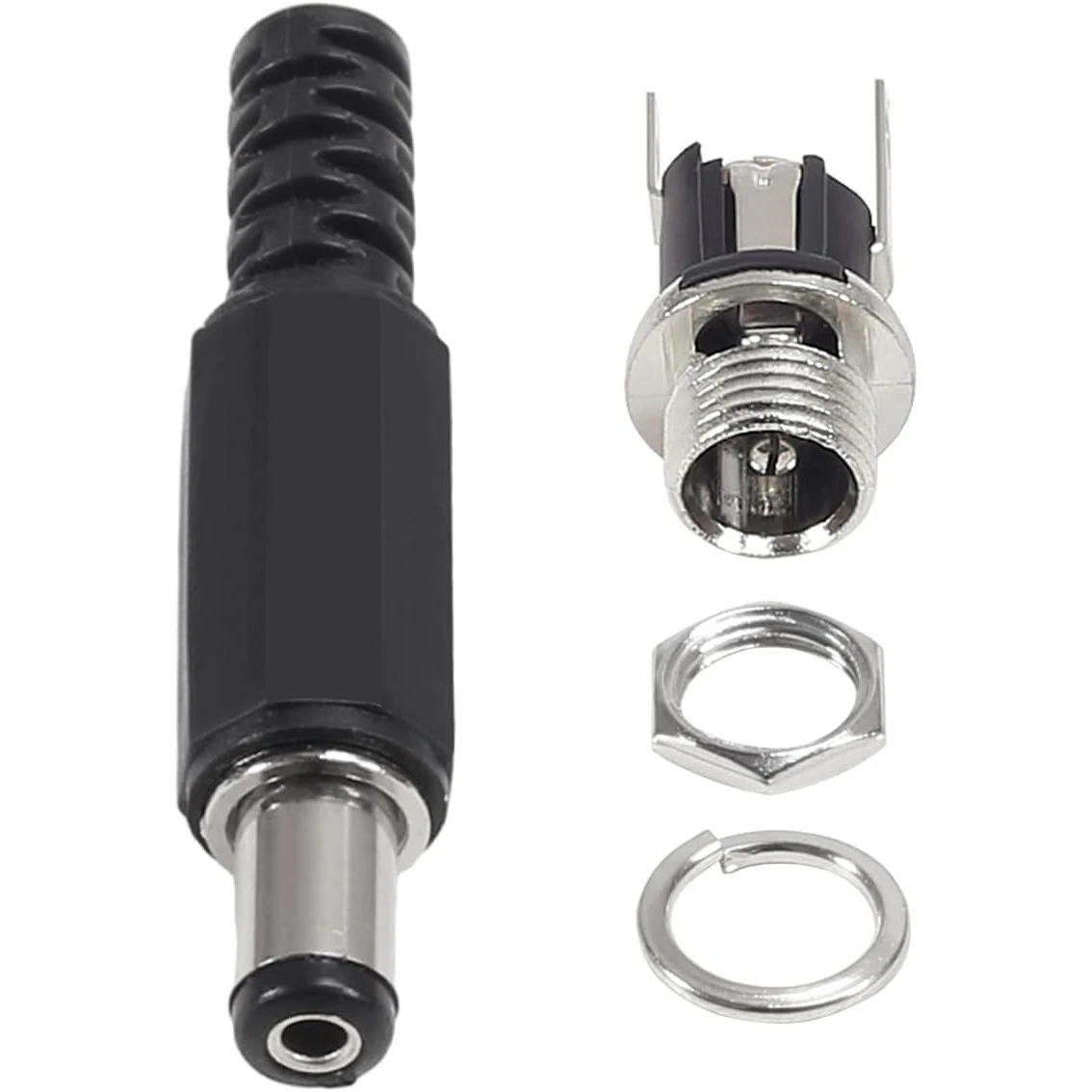 5 Juegos de conector de montaje en Panel hembra, conector de clavija de alimentación CC de 5,5x2,1 MM, bloqueo de conector macho de cobre sólido y hembra