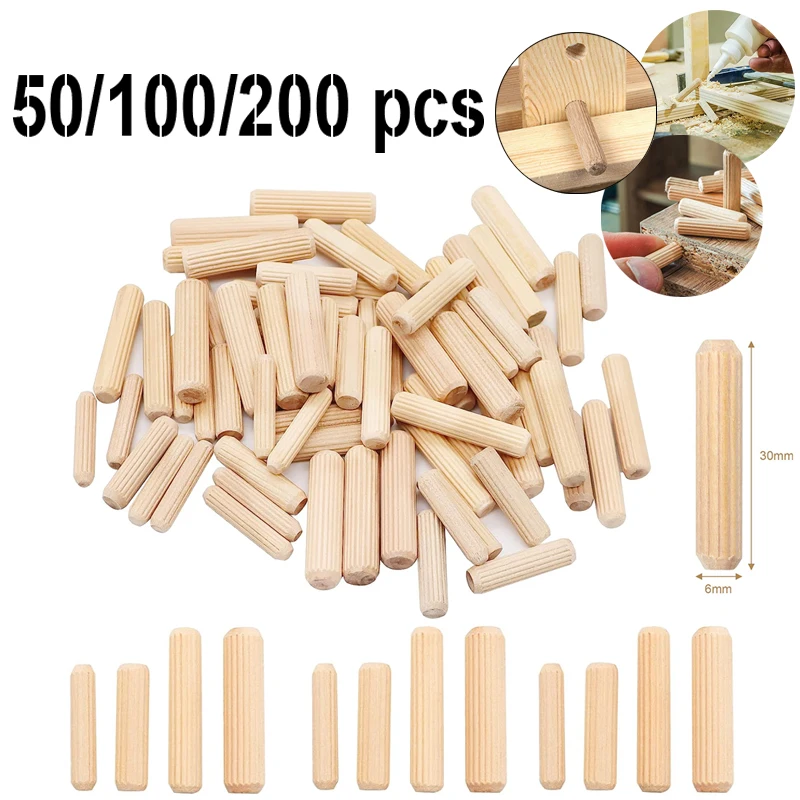 

50-200 pcs 1-12cm long woodworking nail fixture kit round groove groove wooden stopper rod drilling guide positioner tool ...
