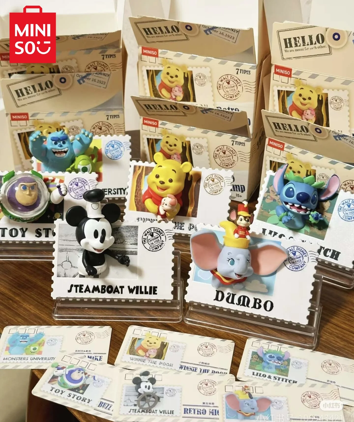 New Miniso Disney 100th Anniversary Vintage Stamp Blind Box Creative Refrigerator Magnet Collecting Holiday Gifts For Friends