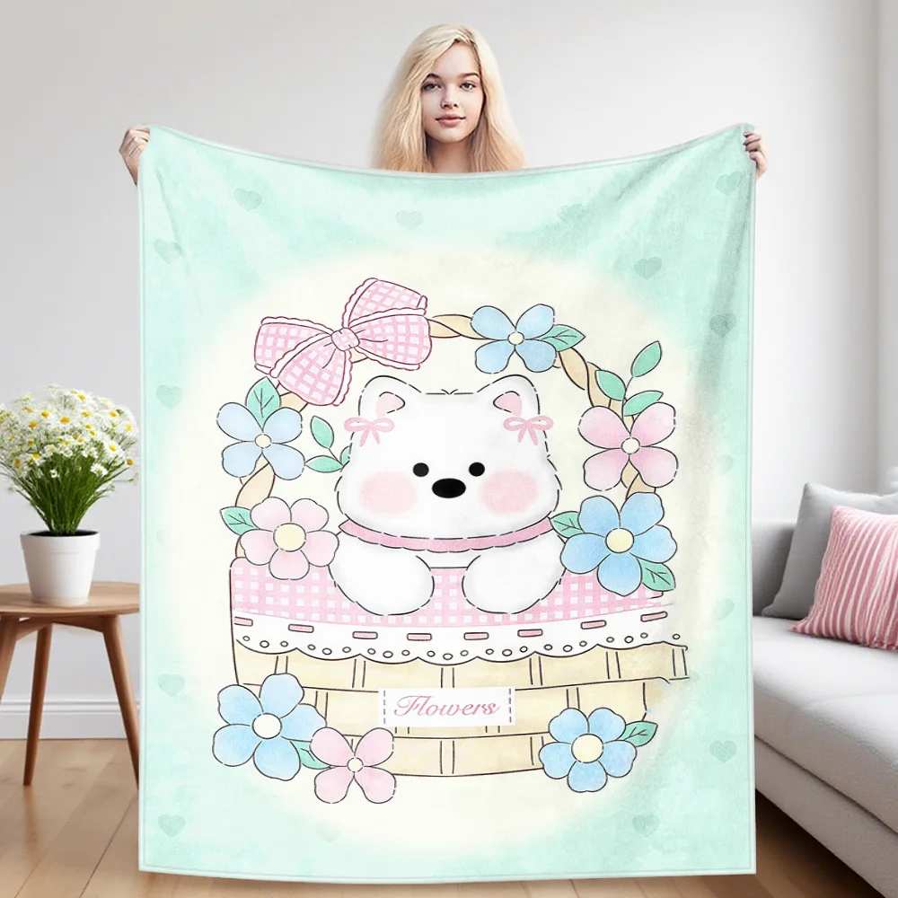 SSweet Puppy Nap Blanket,Flannel Blanket,Suitable For Sofas,Beds,Cars,Rooms,Offices,Camping,Exquisite Gift Blankets