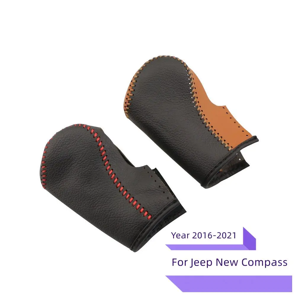 Leather Car Interior Shift Knob Protection Cover Gear Shift Collars for Jeep Compass 2017 2018 Renegade 2015- 2018