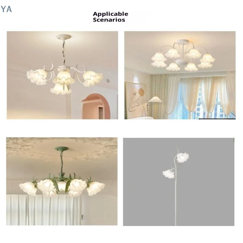 [YA]1Pcs DIY Wall Night Restaurant Chandelier Replacement E27 Plastic Bell Orchid Lampshade Hanging Lamp Accessories Table Parts