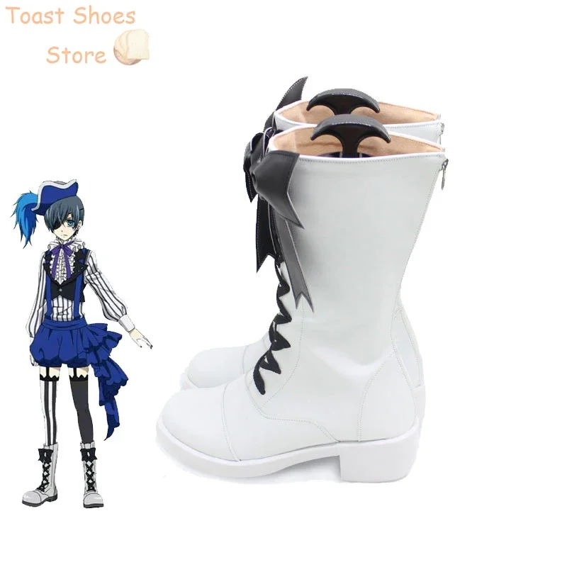 Circus Troup Ciel Phantomhive Cosplay Shoes Halloween Carnival Boots PU Shoes Black Butler Cosplay Props Costume Prop