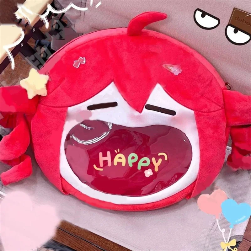 Anime Kasane Teto Cosplay Plush Transparent Zipper Big Mouth Cartoon Backpack Messenger Shoulder Bag Shoppingbag Fans Girls Gift