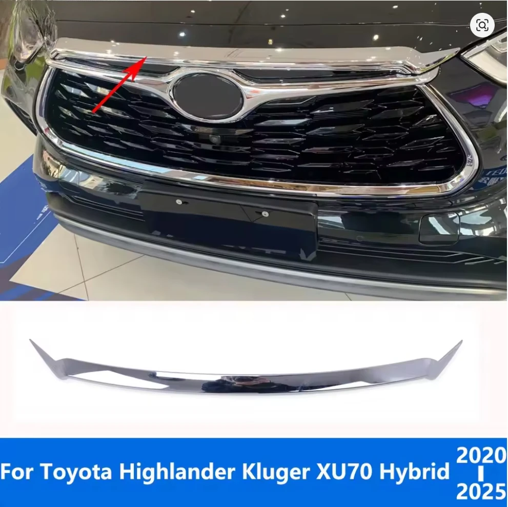 

For Toyota Highlander Kluger Hybrid 2020-2024 2025 Chrome Front Engine Hood Bonnet Grille Lid Cover Trim Accessories Car Styling