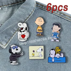 Alfileres esmaltados de Anime Snoopy, bonitos accesorios de Pin de solapa de dibujos animados, camisa, chaqueta, bolso, broche, joyería, decoración, sombrero, Pin, regalo para amigos