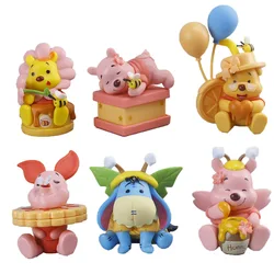 6 Pcs/Set Cute Winnie The Pooh Pooh Bear Piglet Eeyore Honey Bee Collection Anime Pvc Model Desktop Cake Ornament Kids Toys Gift
