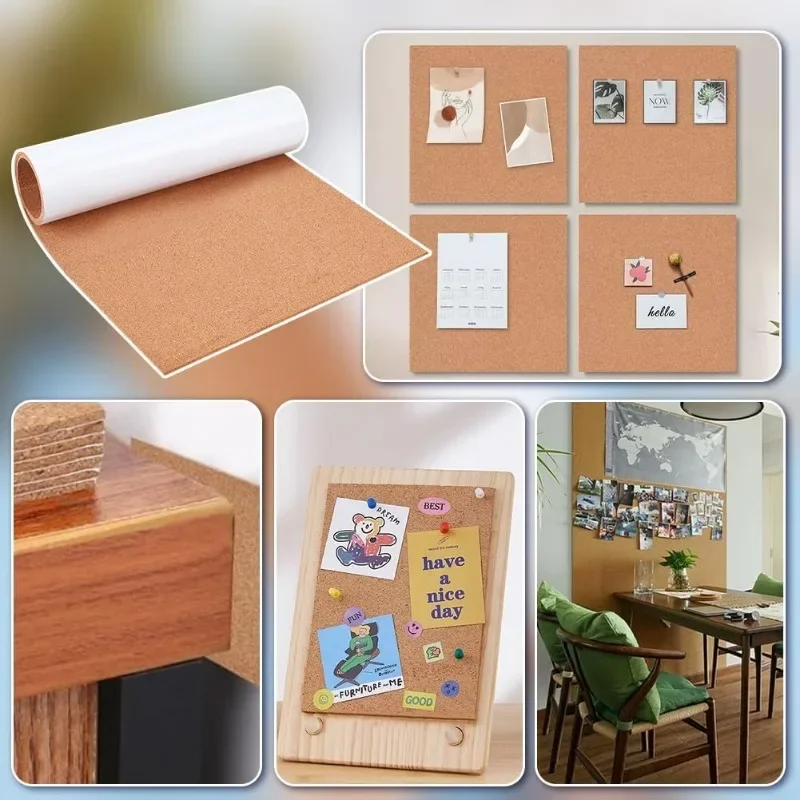 11.8x23.6 inch Self-Adhesive Cork Roll, 3mm Thick Cork Mat with Strong Adhesive-Backed for Wall Decoration, Party and DIY Crafts