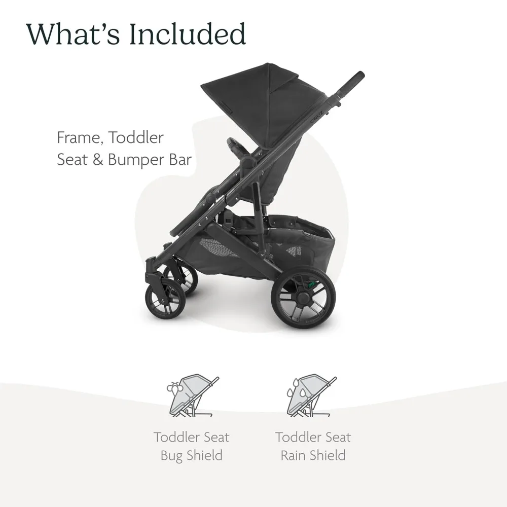 Cruz V2 Stroller/Full-Featured Stroller with Travel System Capabilities/Toddler Seat, Bumper Bar, Bug Shield, Rain