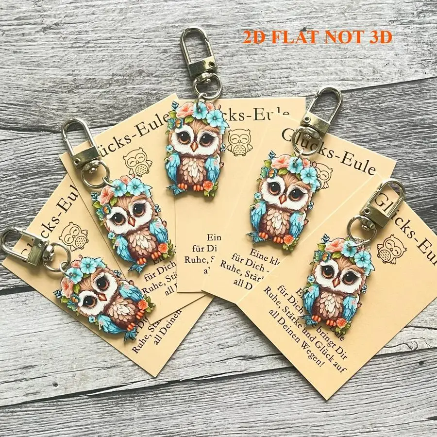 1/5/10/20/50/100pcs s, 2D Flat - Smart And Clever Owl Glücks-Eule Accessory Inspiring, with German Motivational Pocket Hug Card,