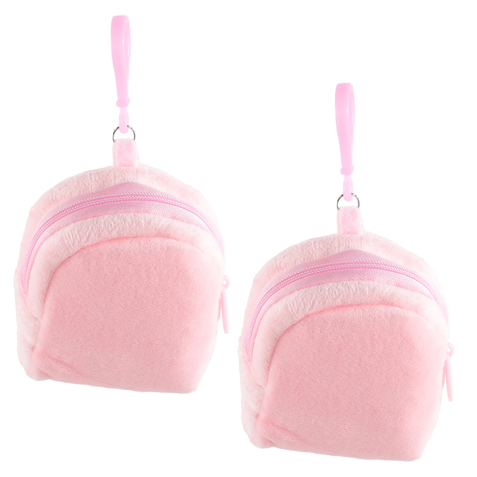 2 Pcs Pieces 1 Set (pink) Small Plush Pouch Purse for Little Girl Bag Keychain Cute