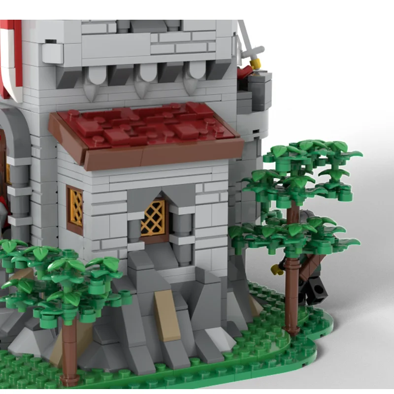 Castillo Medieval, modelo Moc, bloques de construcción, modelo de puesto de caballeros, tecnología, bloques modulares, regalos, juguete de Navidad, conjunto de ensamblaje DIY