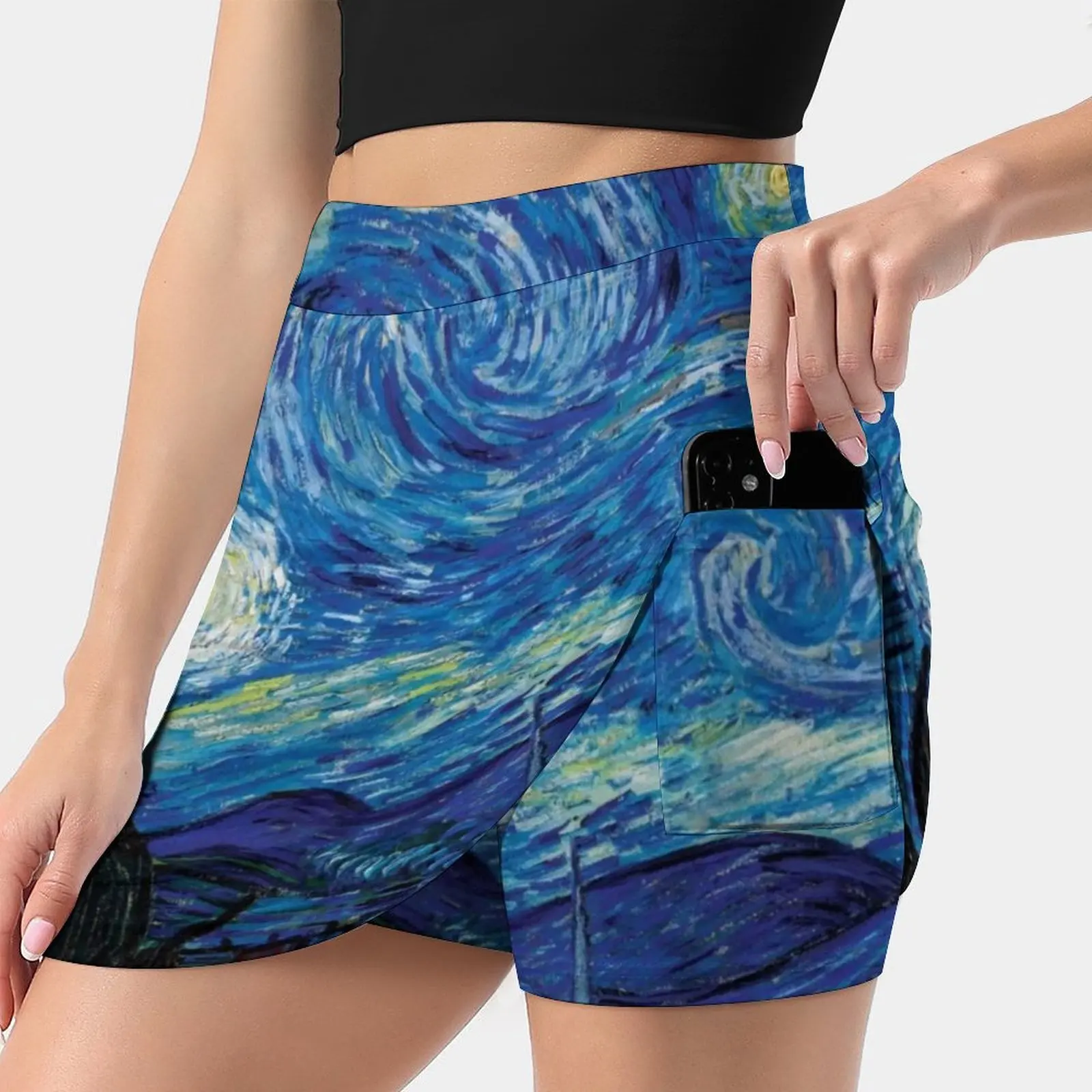 Abstract Sky Skirt Van Gogh Starry Night Trendy Mini Skirts Summer High Waist Printed Street Wear Casual Skirt Big Size 2XL 3XL